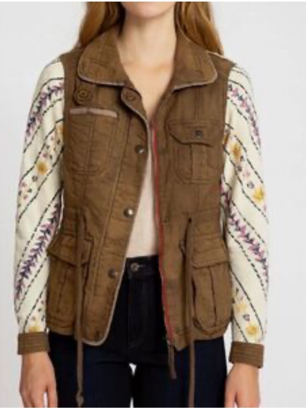 Free People “Follow Your Heart” Boho Aztec Patchwork Sleeve Jacket• Medium